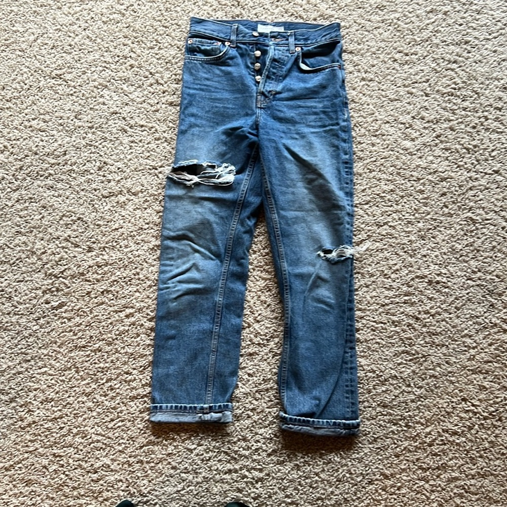 Topshop Straight Leg Blue Jeans
